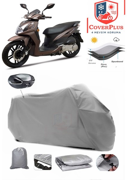Sym Symphony Sr 125 Arka Çanta Uyumlu (Gri) Motorsiket Brandası Motor Örtüsü Çadır Su Geçirmez Motosiklet Kılıfı Motor Brandası