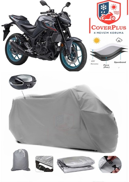 Yamaha Mt-03 Arka Çanta Uyumlu (Gri) Motorsiket Brandası Motor Örtüsü Çadır Su Geçirmez Motosiklet Kılıfı Motor Brandası