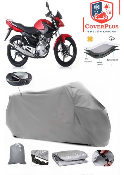 Yamaha Ybr 125 Arka Çanta Uyumlu (Gri) Motorsiket Brandası Motor Örtüsü Çadır Su Geçirmez Motosiklet Kılıfı Motor Brandası