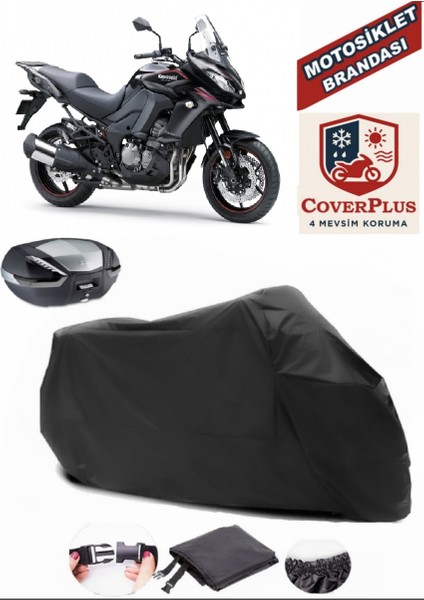 Kawasaki Versys 1000 S Siyah Arka Çanta Uyumlu Motorsiket Brandası Motor Örtüsü Çadır Su Geçirmez Motosiklet Kılıfı Motor Brandası