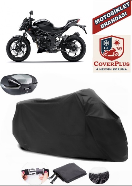 Kawasaki Z 250SL Siyah Arka Çanta Uyumlu Motorsiket Brandası Motor Örtüsü Çadır Su Geçirmez Motosiklet Kılıfı Motor Brandası
