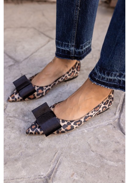 Davison Kadın Leopar Siyah Garnili Babet