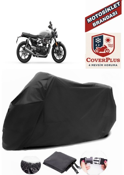 Triumph Speed Twin 1200 Siyah Motorsiket Brandası Motor Örtüsü Çadır Su Geçirmez Motosiklet Kılıfı Motor Brandası