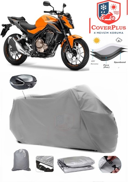 Honda Cb 500 Arka Çanta Uyumlu (Gri) Motorsiket Brandası Motor Örtüsü Çadır Su Geçirmez Motosiklet Kılıfı Motor Brandası