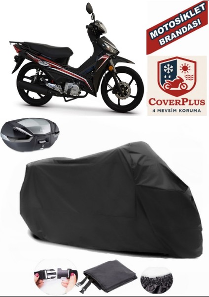 Kuba Reiz 50 Siyah Arka Çanta Uyumlu Motorsiket Brandası Motor Örtüsü Çadır Su Geçirmez Motosiklet Kılıfı Motor Brandası