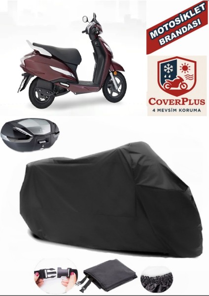 Honda Activa 100 Siyah Arka Çanta Uyumlu Motorsiket Brandası Motor Örtüsü Çadır Su Geçirmez Motosiklet Kılıfı Motor Brandası