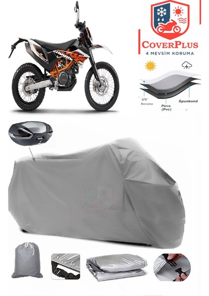 Ktm 690 Enduro R Arka Çanta Uyumlu (Gri) Motorsiket Brandası Motor Örtüsü Çadır Su Geçirmez Motosiklet Kılıfı Motor Brandası