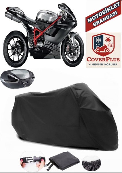 Ducati 848 Evo Siyah Arka Çanta Uyumlu Motorsiket Brandası Motor Örtüsü Çadır Su Geçirmez Motosiklet Kılıfı Motor Brandası