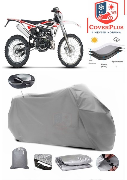 Beta Rr 50 Enduro Racing Arka Çanta Uyumlu (Gri) Motorsiket Brandası Motor Örtüsü Çadır Su Geçirmez Motosiklet Kılıfı Motor Brandası