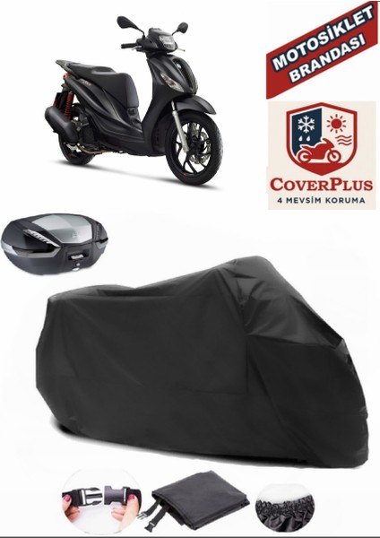 Piaggio Medley 150 Siyah Arka Çanta Uyumlu Motorsiket Brandası Motor Örtüsü Çadır Su Geçirmez Motosiklet Kılıfı Motor Brandası