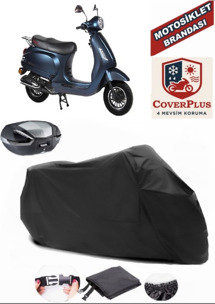 Rmg Moto Gusto Venice Siyah Arka Çanta Uyumlu Motorsiket Brandası Motor Örtüsü Çadır Su Geçirmez Motosiklet Kılıfı Motor Brandası