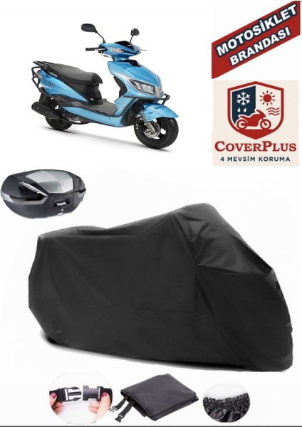 Rks Blazer 50 Siyah Arka Çanta Uyumlu Motorsiket Brandası Motor Örtüsü Çadır Su Geçirmez Motosiklet Kılıfı Motor Brandası