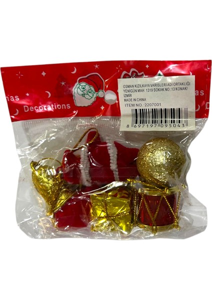 Yılbaşı Süsleri 6 Lı Ağaç Süsleri Küçük Paket Çan Noel Baba Top 2-4 cm modelleri