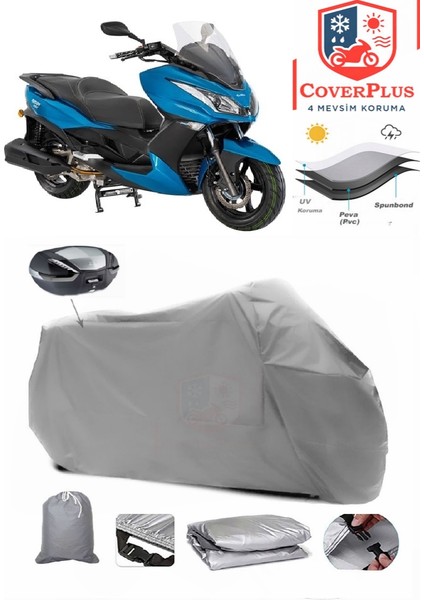 Kanuni Reha 250 Arka Çanta Uyumlu (Gri) Motorsiket Brandası Motor Örtüsü Çadır Su Geçirmez Motosiklet Kılıfı Motor Brandası