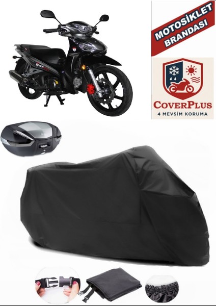 Stmax Mega 50 Siyah Arka Çanta Uyumlu Motorsiket Brandası Motor Örtüsü Çadır Su Geçirmez Motosiklet Kılıfı Motor Brandası