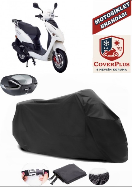 Salcano Astro 100 Siyah Arka Çanta Uyumlu Motorsiket Brandası Motor Örtüsü Çadır Su Geçirmez Motosiklet Kılıfı Motor Brandası