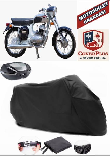 Jawa 250 Siyah Arka Çanta Uyumlu Motorsiket Brandası Motor Örtüsü Çadır Su Geçirmez Motosiklet Kılıfı Motor Brandası