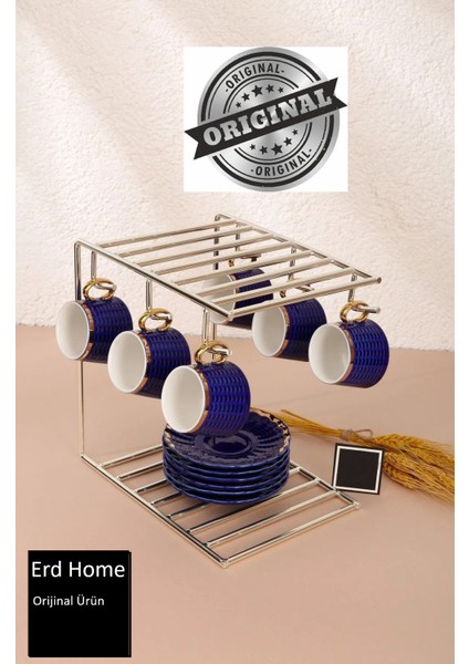 Gümüş Kahve Fincanı Kupa Standı Paslanmaz Kaplama Mutfak Düzenleyici 6 Kişilik Süper Kalite