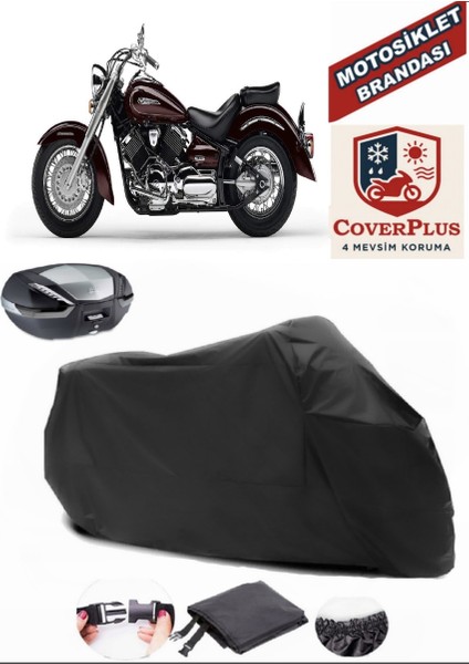 Yamaha Xvs 1100 Drag Star Siyah Arka Çanta Uyumlu Motorsiket Brandası Motor Örtüsü Çadır Su Geçirmez Motosiklet Kılıfı Motor Brandası