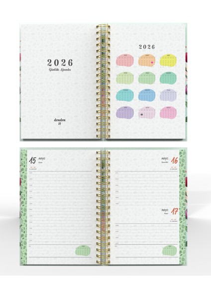 Spiralli 2026 Ajanda Flowers 8 modelleri