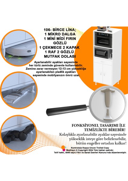 Birce Lina M-60 x 162,4 x 48 cm Çekmeceli Çok Amaçlı Fırın ve Banyo & Mutfak Dolabı