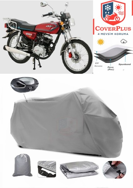 Abush Cga 125I Arka Çanta Uyumlu (Gri) Motorsiket Brandası Motor Örtüsü Çadır Su Geçirmez Motosiklet Kılıfı Motor Brandası