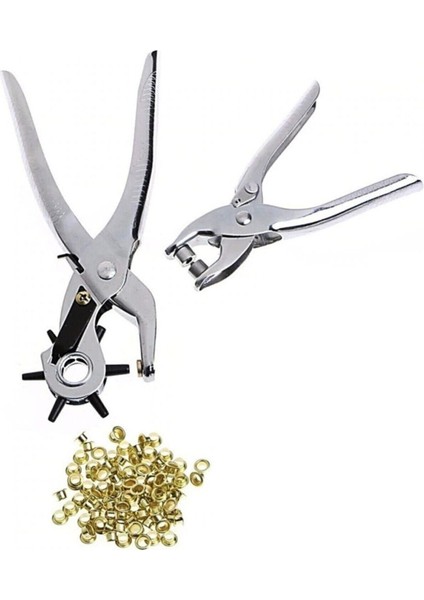 Kemer Delme ve Perçin Pensesi Ikli Set Deri Plastik Delici