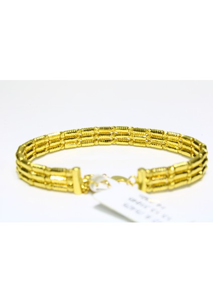 14 Ayar Altın 3 Sıralı Dorikalı Esnek Bileklik Kelepçe 14.23 gr indirimleri