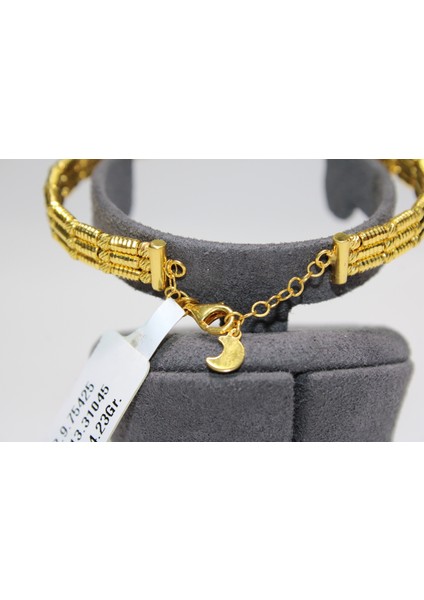 14 Ayar Altın 3 Sıralı Dorikalı Esnek Bileklik Kelepçe 14.23 gr