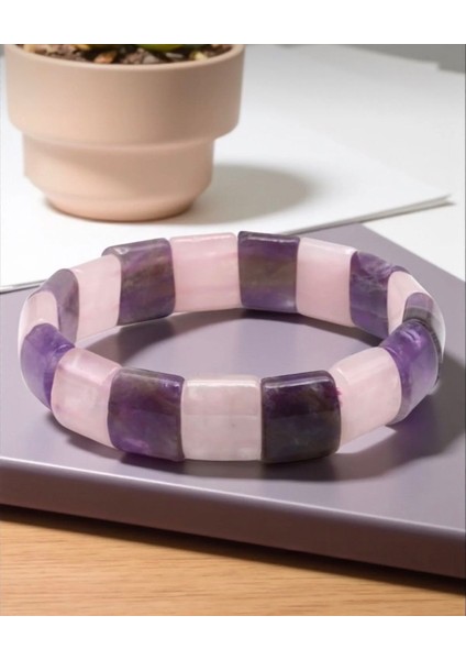 Ametist-Pembe Kuvars Doğal Taş Roleks Bileklik 12 x 15 mm Özel Kesim fiyatları
