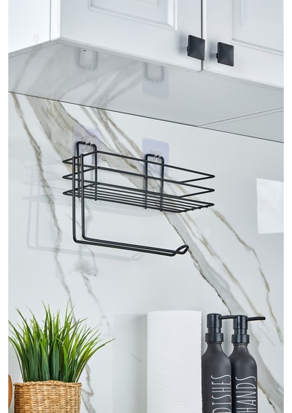 Erd & Home Rulo Kağıt Havluluklu Yapışkanlı Mutfak Düzenleyici Organizer Raf Siyah modelleri