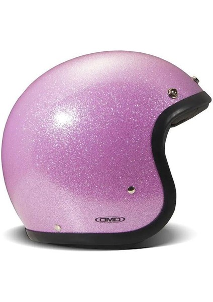 Jet Retro Açık Motosiklet Kaskı Glitter Pink