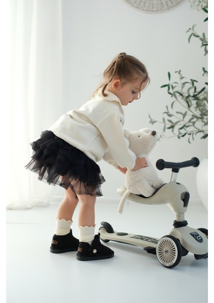 Minto Kız Çocuk ve Bebek Süet Kışlık Pembe Bot - Ortopedik Kaymaz Taban Içi Kürklü Sıcak Tutan Kar Botu