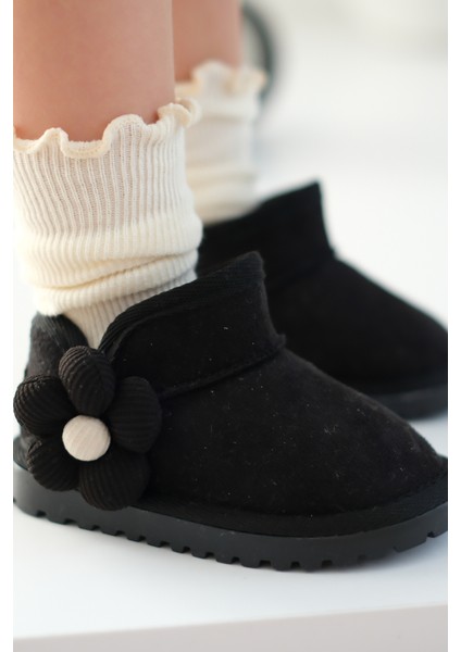 Minto Kız Çocuk ve Bebek Süet Kışlık Pembe Bot - Ortopedik Kaymaz Taban Içi Kürklü Sıcak Tutan Kar Botu