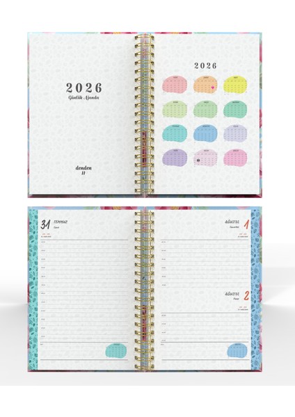 Spiralli 2026 Ajanda Flowers 6 modelleri