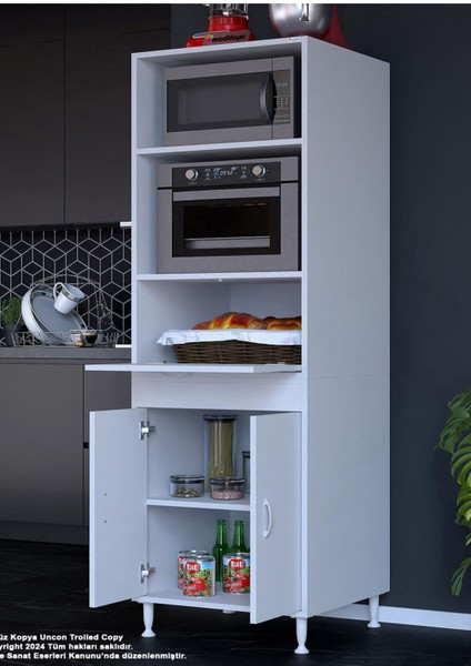 Elit Silva 59,6 x 192,2 x 56 cm 3 Kapaklı Ankastre Fırın ve Mutfak Dolabı