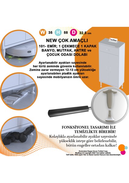 Emir 35 x 88 x 32,5 cm Kapaklı ve Çekmeceli Çok Amaçlı Banyo&mutfak Dolabı indirimleri