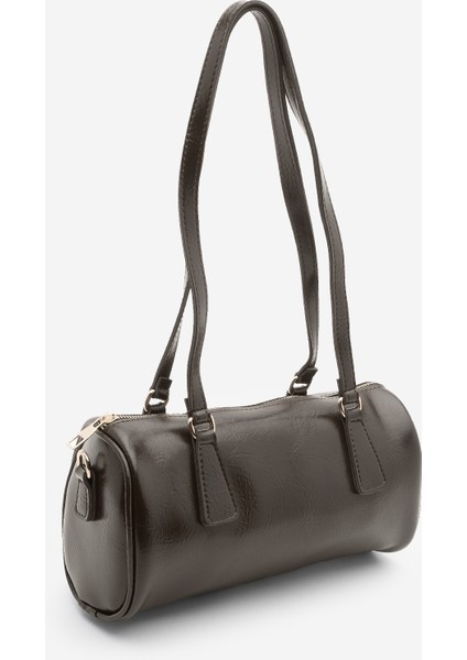 Kadın Fermuar Kapama El ve Omuz Çantası Zeton Kahve