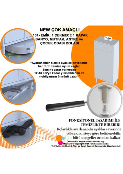 Emir 40 x 88 x 32,5 cm Kapaklı ve Çekmeceli Çok Amaçlı Banyo&mutfak Dolabı indirimleri