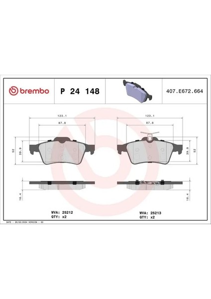 P24148 Arka Fren Balatasi 1683374 1765765 1805813