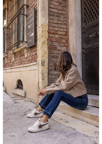 Samsa Kadin Beyaz Gercek Deri Yıldız Detay Sneaker fiyatları