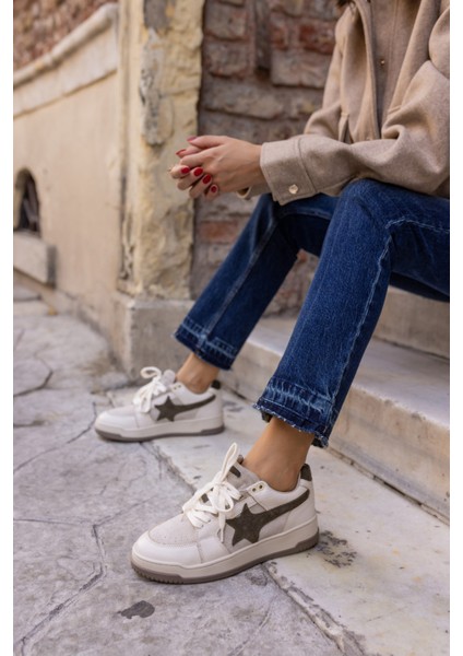 Samsa Kadin Beyaz Gercek Deri Yıldız Detay Sneaker indirimleri