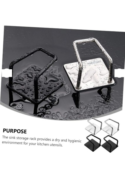 4 Adet Siyah Musluk Yanı Sünger'lik Sünger Askılığı Evye Sünger'liği Banyo Mutfak Düzenleyici fiyatları