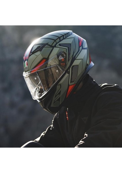 Motosiklet Kaskı K3 Mplk Decept Mat Blk Green Red