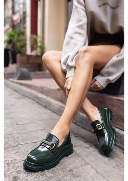 Tete Kadın Yeşil Açma Ithal Aksesuar Loafer Ayakkabi modelleri