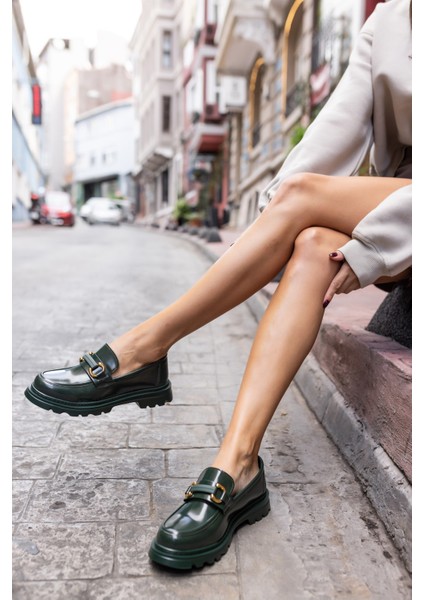 Tete Kadın Yeşil Açma Ithal Aksesuar Loafer Ayakkabi fırsatları