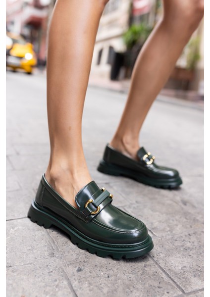 Tete Kadın Yeşil Açma Ithal Aksesuar Loafer Ayakkabi