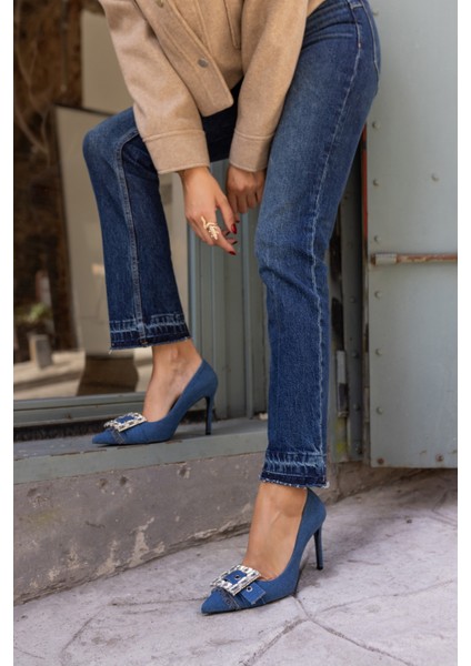 Duarte Kadın Kot Kumaş Taşli Topuklu Stıletto