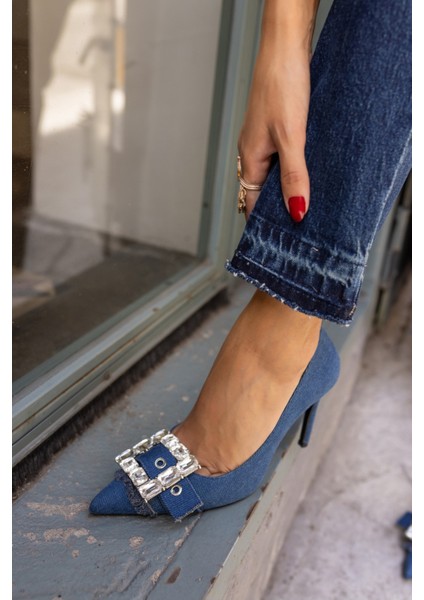 Duarte Kadın Kot Kumaş Taşli Topuklu Stıletto