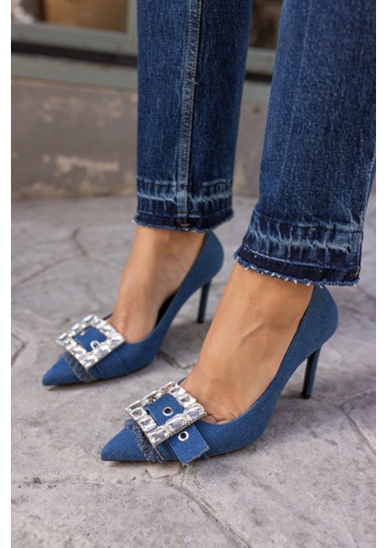 Duarte Kadın Kot Kumaş Taşli Topuklu Stıletto
